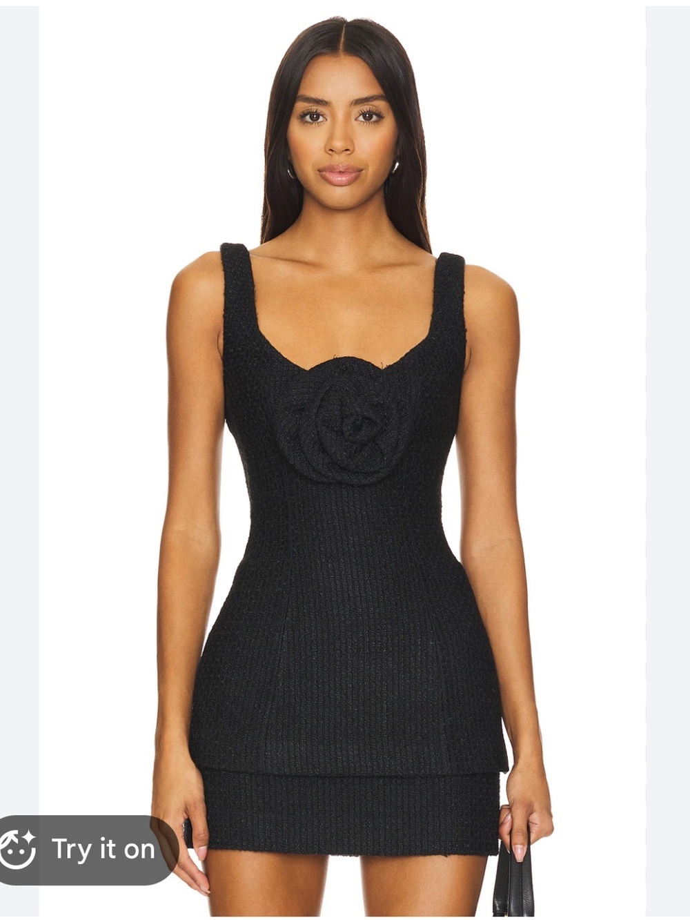 NWT Majorelle Danna Top in Black Tweed Floral Appliqué Size XS